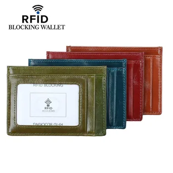 

New Men's RFID Blocking Credit Card Holder PU Leather Slim Credit Card Holder RFID Anti-chief Fashion Vintage Card Holder