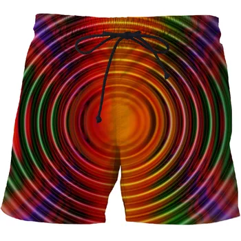 

Vacation Beach Pants 3D Vertigo Stripe Fun Print Men's Quick-drying Swim Shorts Summer Beach Pants Men's Casual Pants New