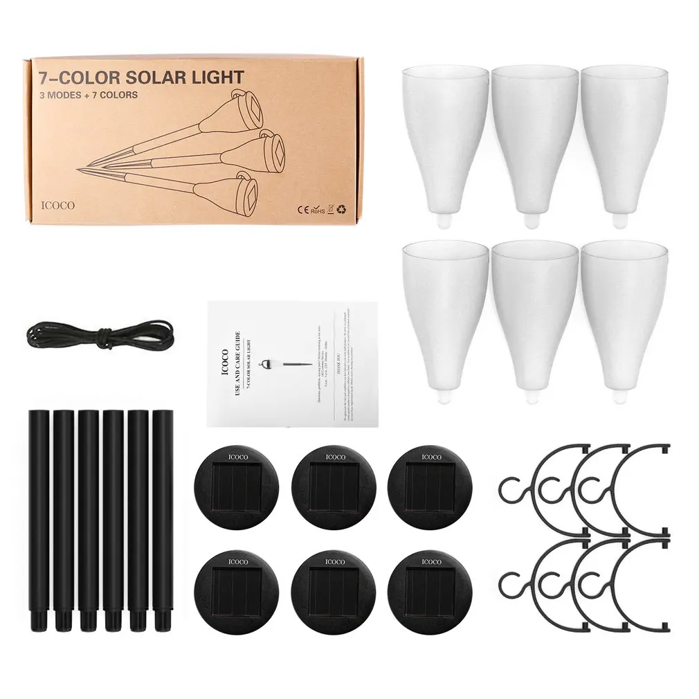 

ICOCO Color Changing Solar Lights Outdoor with 7 Colors and 3 Lighting Modes for Yard Path Lawn and Landscape Pack of 6