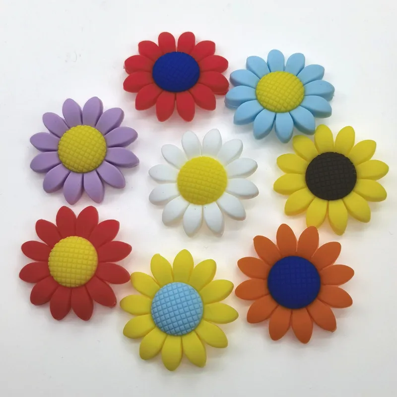 10pcs Sunflower Silicone Beads  BPA Free Baby Silicone Teether Food Grade Chew Toys For Making Pacifier Chain Accessories 3