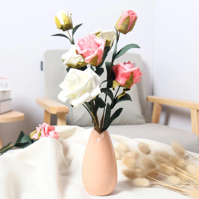 Цветочные вазы, керамический цветочный горшок, украшение в скандинавском стиле, настольные растения, Настольная ваза для цветов, аксессуары для украшения дома, современные - Цвет: F-red