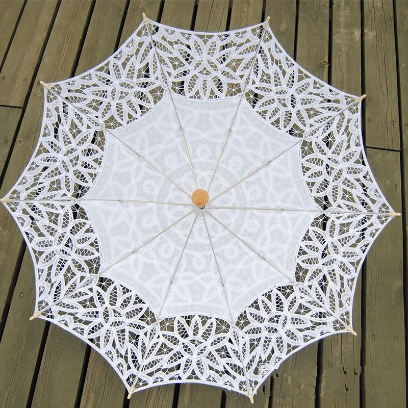 Lace Sun Umbrella Parasol Embroidery Bride Umbrella White Ivory Wedding Ombrelle Dentelle Parapluie Mariage Decorative