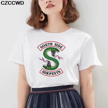 

Riverdale Women Clothes 2019 Vintage T Shirt Snake Print T Shirt Women New Vogue Harajuku Casual Aesthetics Tops Female T-shirt