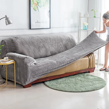 

Claroom Hot! Flannel Couch Cover for Living Room Keep Warm Non-slip Sofa Cover 1/2/3/4-Seater Sofa Cover OP85#