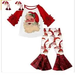 

Santa Claus stylish long sleeve chritmas pattern pretty little girl outfit