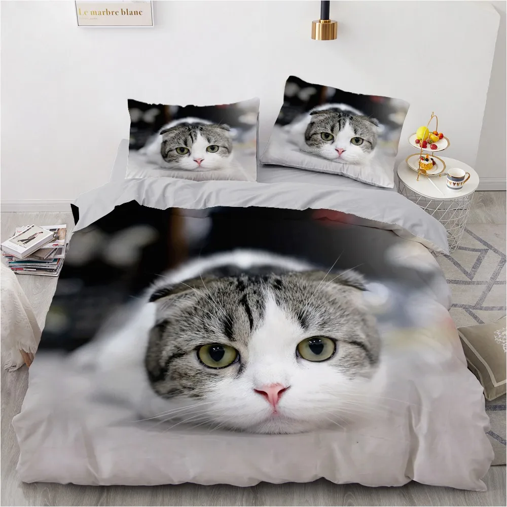 3D Bedding Sets Black Duvet Quilt Cover Set Comforter Bed Linen Pillowcase King Queen 173*230cm Size Dogs Pet Dog Cat Design | Дом и сад