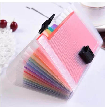 

13 Grids A6 Document Bag Cute Rainbow Color Mini Bill Receipt File Bag Pouch Folder Organizer File Holder Office Supply