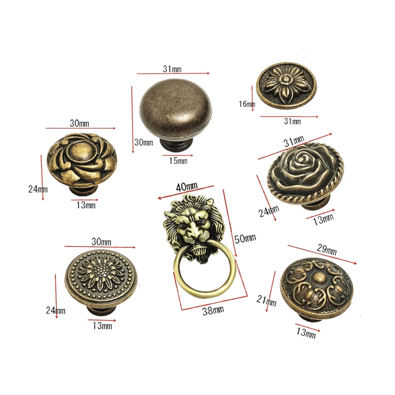Furniture Knobs 1PCS Antique Bronze kitchen cabinet drawer knobs Furniture Handles Beast for Antique Alloy Wardrobe Door Pull Drawer Knob