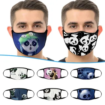 

Adult Unisex Cute Panda Printed Mask Breathable Dustproof Sunscreen Mouth Mask Lovely Animal Printed Reusable Face Mask Washable