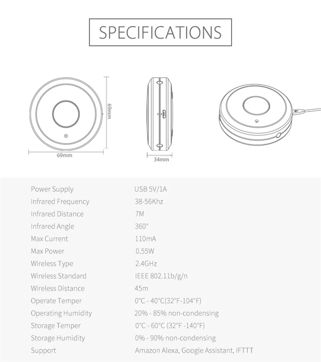 AI Функция Xiaomi Универсальный Smart ПДУ дома Приспособления WI-FI+ ИК переключатель 360 градусов всенаправленный Управление