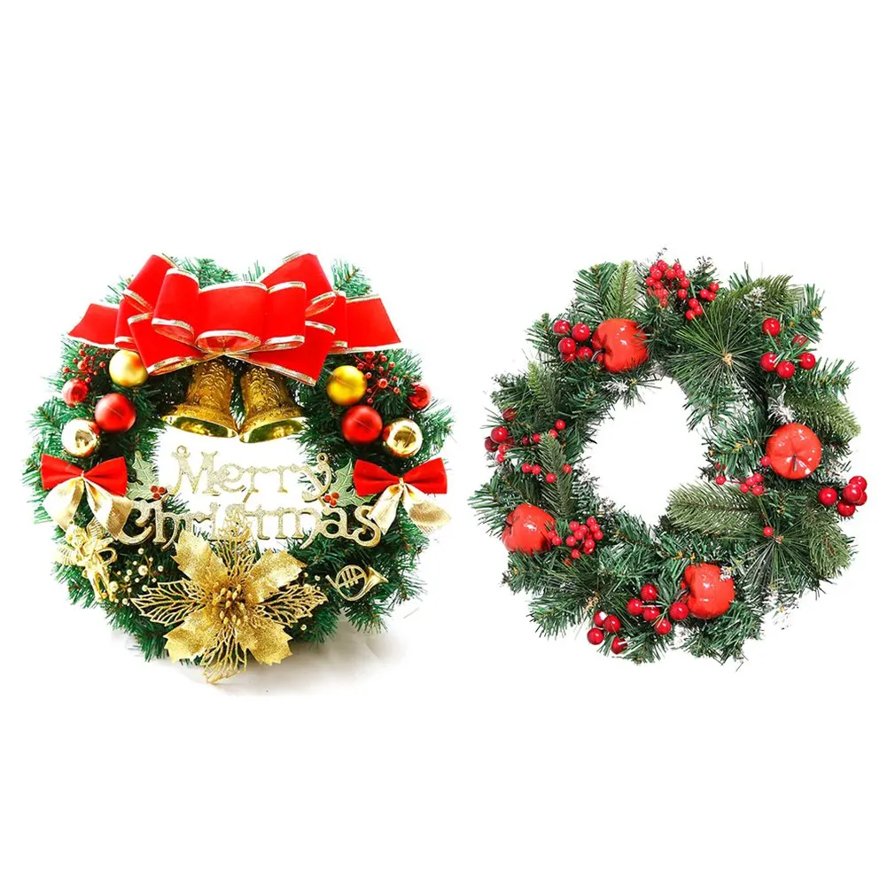 Christmas Decoration Wreath 30cm Christmas Wreath Door Hanging Christmas Gifts Christmas Vine Ring PVC Christmas Wreath