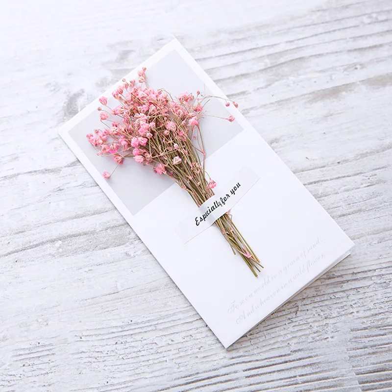 Gypsophila pink 10 шт. Гипсофилы сушеные цветы рукописные поздравительная открытка подарок на день рождения открытка свадебные приглашения - Цвет: Gypsophila pink