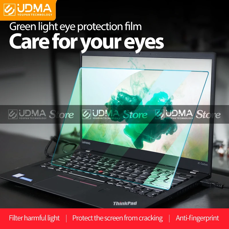 Udma Anti Luz Azul Protetor de Tela do Portátil Filme Vidro Flexível Verde Proteção para os Olhos Lenovo Asus hp Dell Acer