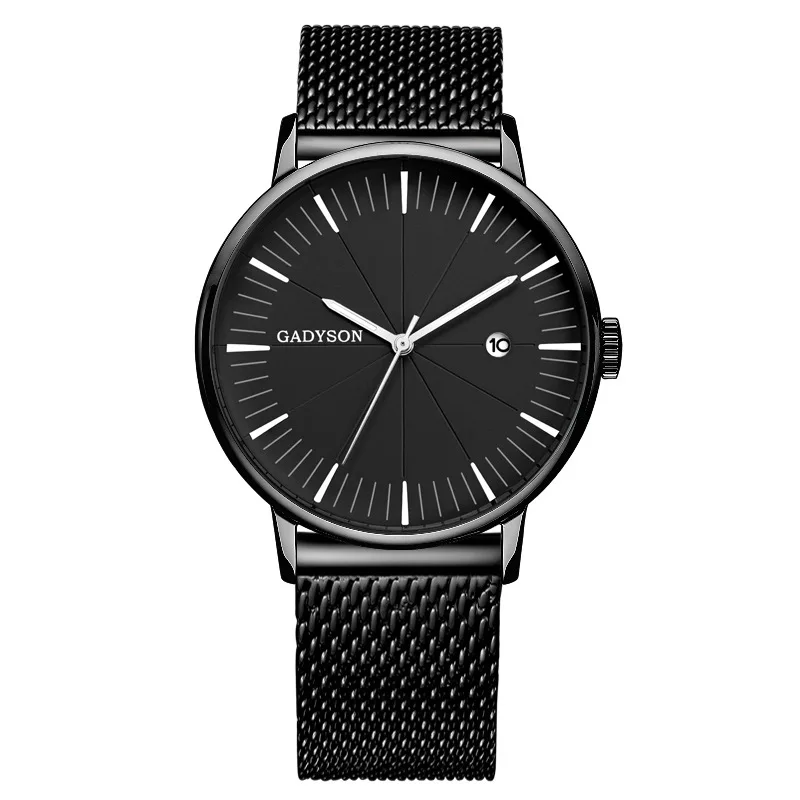 

Men Watches Luxury Famous Brand Men Stainless Steel Mesh Calendar Watch Men Leather Luminous Quartz Watch Relogio Masculino Hot