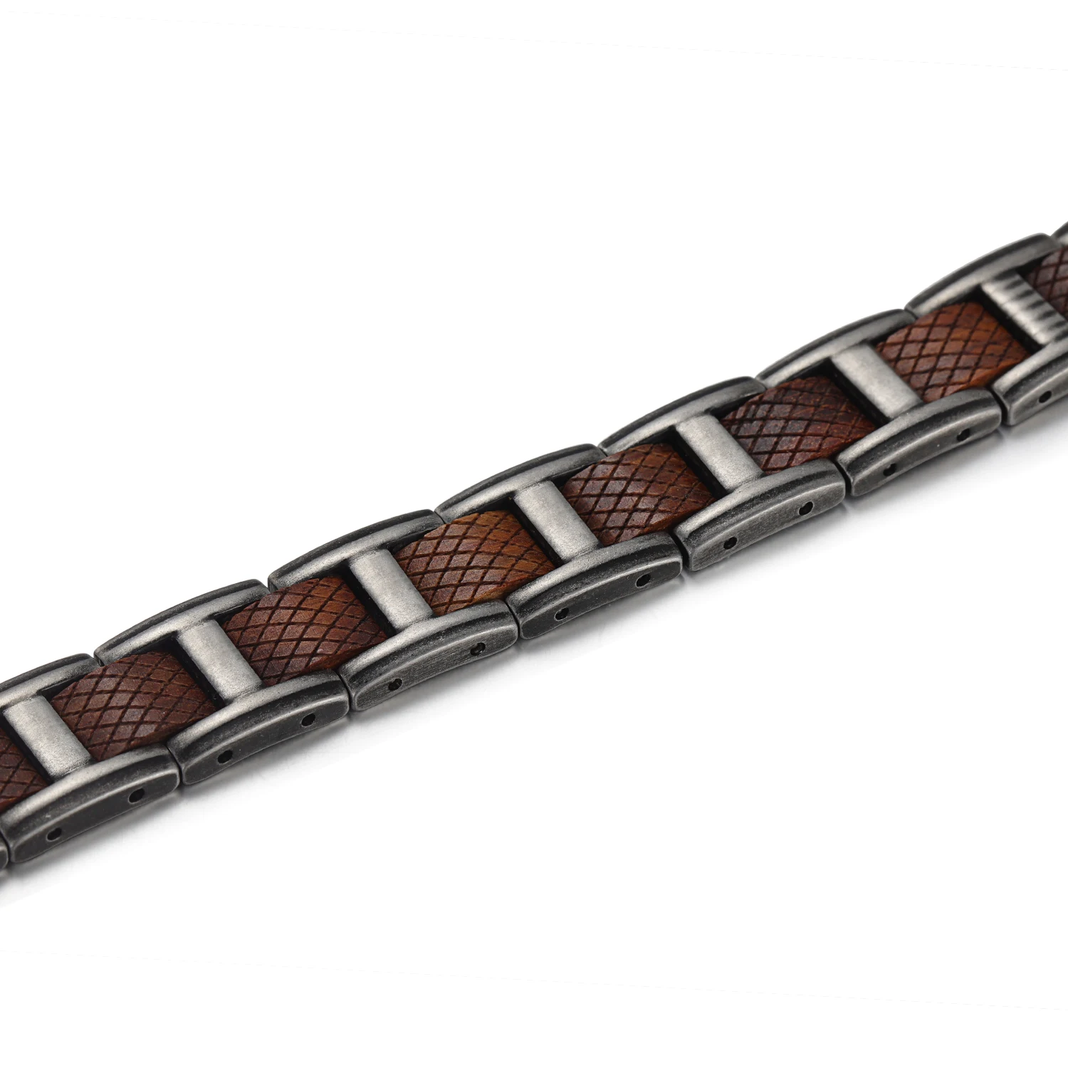 H1fef4bc5dbb34beda97b3e85fb3c5285E - Zebrawood Magnetic Stainless Steel Bracelet