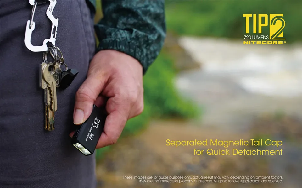 Nitecore TIP2 встроенный аккумулятор USB Перезаряжаемый брелок фонарик Cree светодиодный мини фонарь с магнитным хвостовым колпачком Съемный зажим