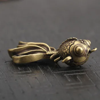 

Brass Antique Creative Goldfish Pendant Collection Keychain Car Ornaments Crafts 2.5*1.5*4.5cm Vivid Figurines & Miniatures