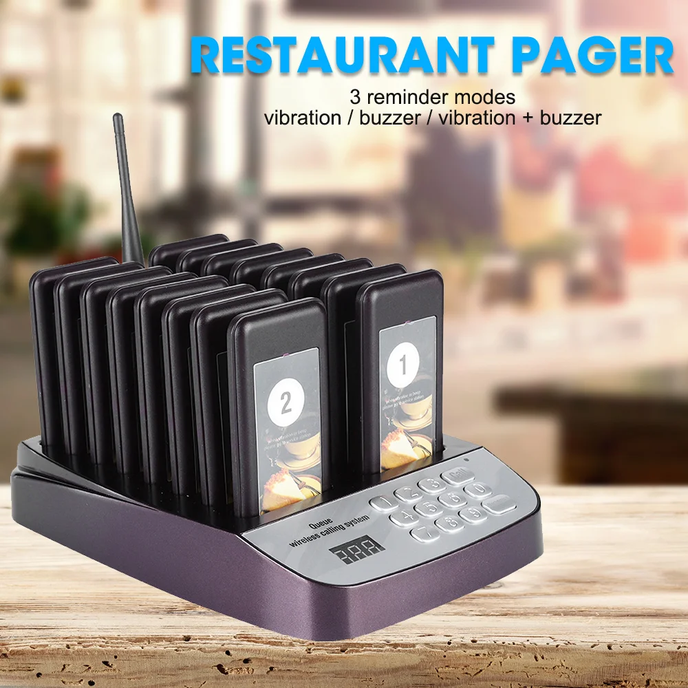 Беспроводная система вызова пейджер система ресторанной очереди система вызова 16 пейджер 100-240 В для ресторана
