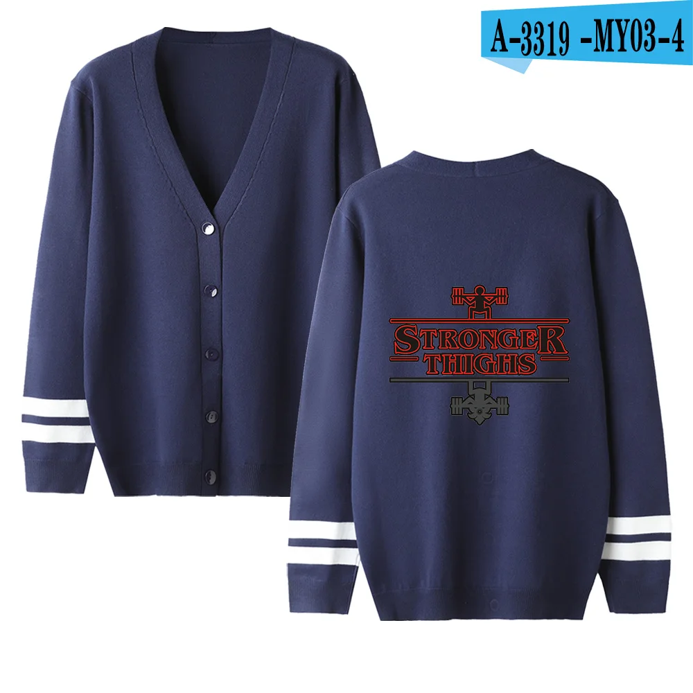 Необычные вещи, кардиган с v-образным вырезом, свитер для мальчиков и девочек, Осень-зима,, темно-синяя теплая верхняя одежда с длинными рукавами, вязаные повседневные свитеры - Цвет: navyblue