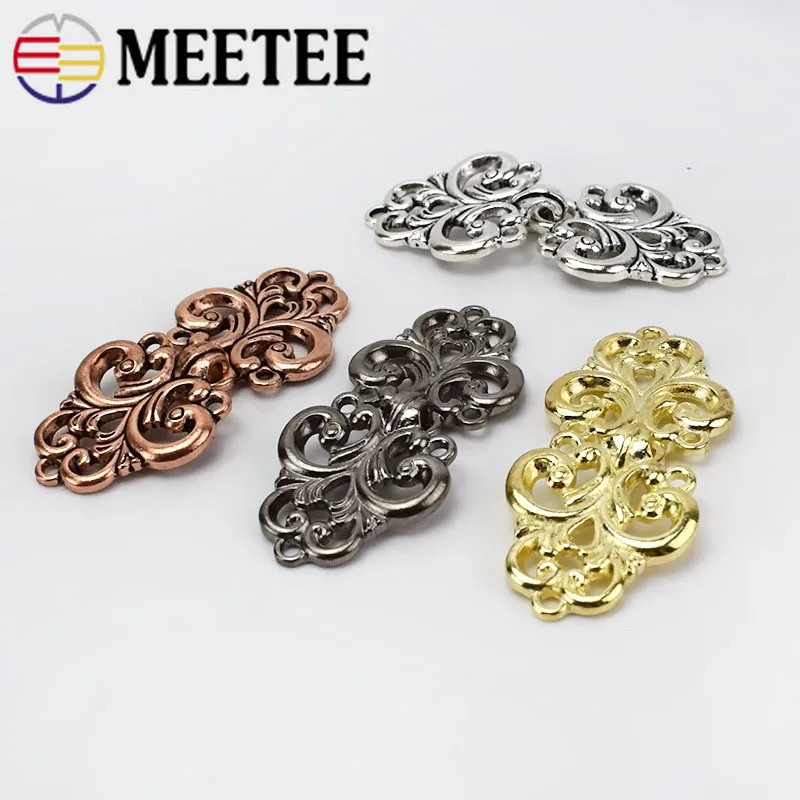 

5pcs Retro Metal Button for Fur Coats Shawl Collar Clothes Belt Decorative Metal Buckles Cheongsam Hooks DIY Sewing Accessories