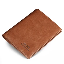 Кошелек из натуральной кожи, черные кошельки, короткий тонкий кошелек, винтажный Короткий держатель для карт, Мужской зажим, кредитная карта, доллар, сумка для мужчин и женщин, FEGER