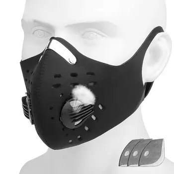 

PM2.5 Anti Dust Face Mask Activated Carbon Anti Bacterial Virus Filters Neoprene Air Pollution Mouth Mask Face Cover