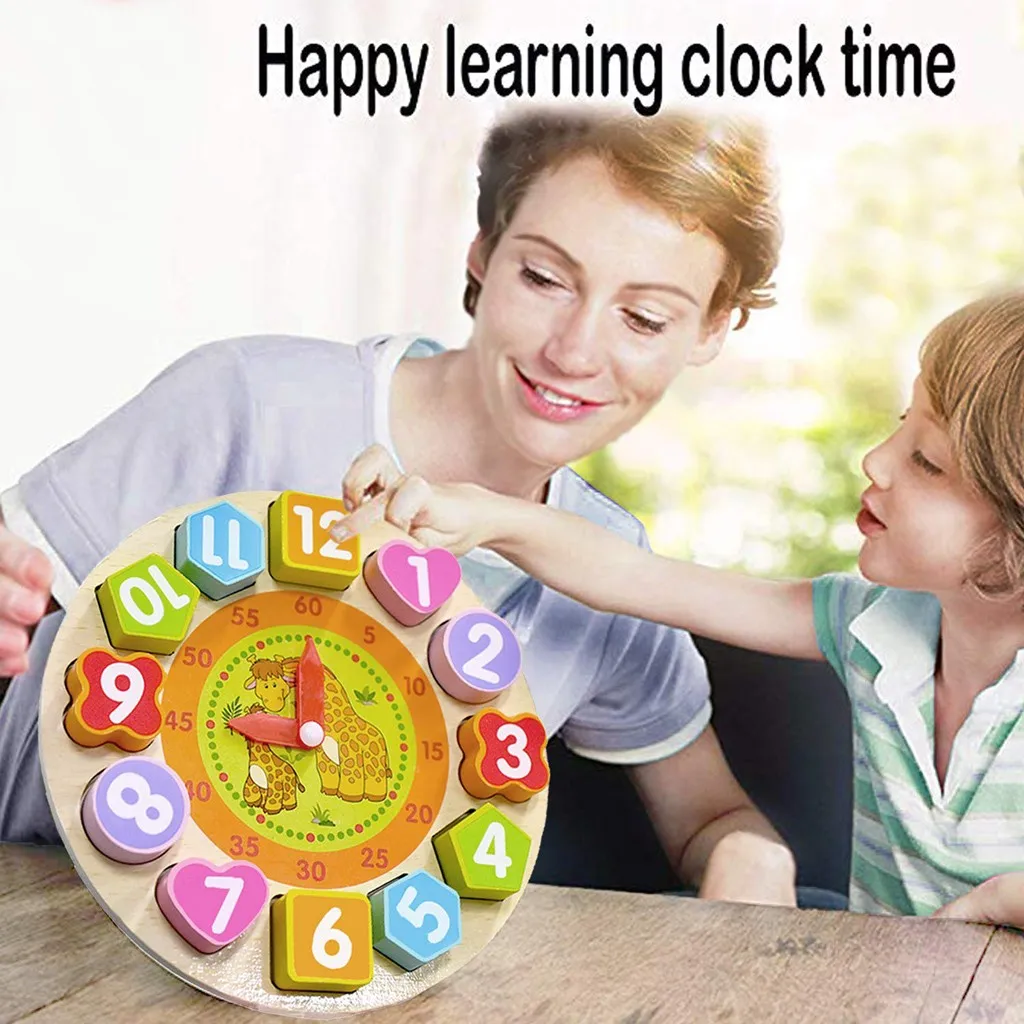 Развивающие деревянные цветные сортировочные часы Обучающие цифры блоки украшения дома аксессуары маленькие украшения детские часы