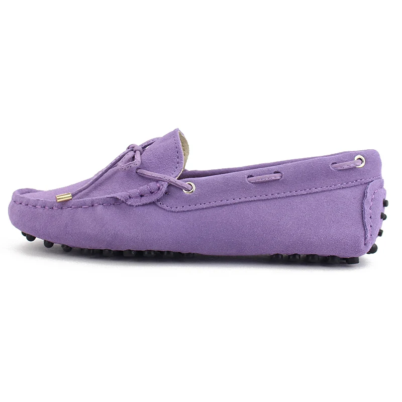 Новое поступление; женские мокасины из натуральной кожи; классическая обувь для вождения; высококачественные лоферы на плоской подошве; удобная женская обувь на плоской подошве - Цвет: Purple