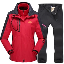 Зимний лыжный костюм для женщин, Высококачественная лыжная куртка+ штаны, зимний костюм для улицы, теплый водонепроницаемый ветрозащитный лыжный сноубординг, комплект курток