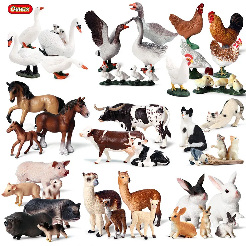 Children Solid Animal Model Plastic Toys Decoration Lion Tiger Cattle like Fowl Pigskin Chicken Duck Goose