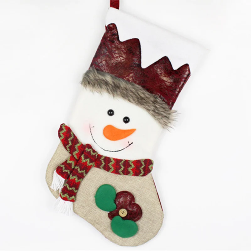 50CM Christmas Stocking Gifts Santa Claus Snowman Stocking Elk Christmas Stocking Party Gifts Decoration