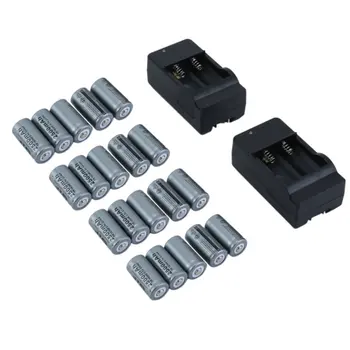 

3.7V 2800mAh 16340 battery Rechargeable Flashlight Torch Battery without/with US British Australian European chargeur pile