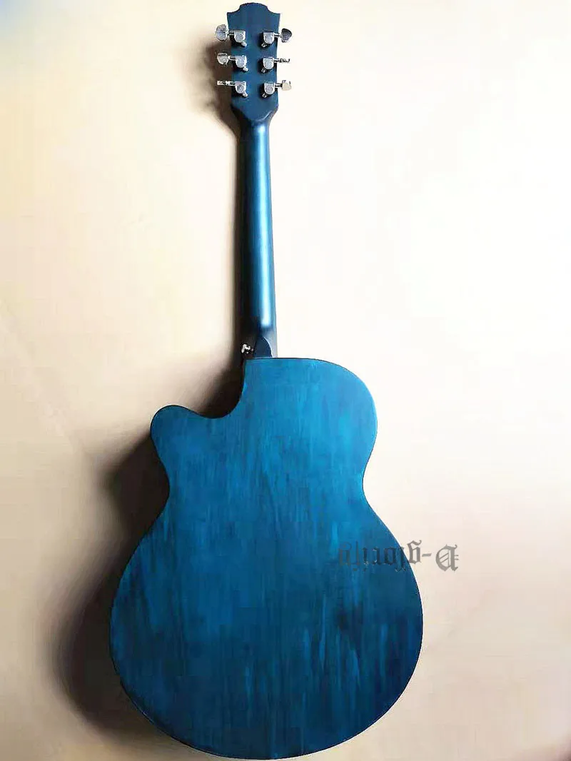 Дизайн голубой цвет тяга шелк акустическая электрогитара с микрофоном эквалайзер