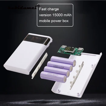 

DIY 4x18650 Dual USB Type C Power Bank Case QC 3.0 Fast Charge Mobile Phone 15000mAh Battery Storage Box with Smart LED display