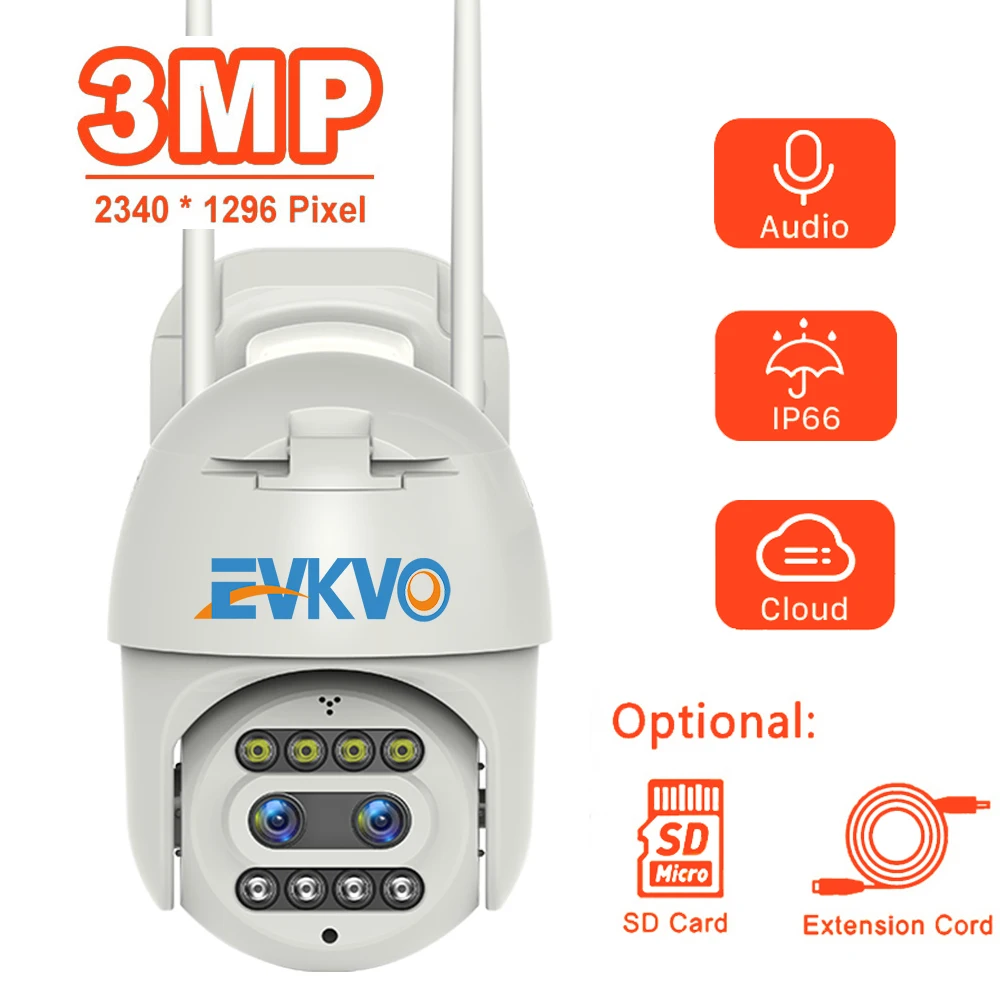 

3MP Dual-Lens Security WIFI IP CCTV Security Camera Wireless Outdoor Waterproof Home 2MP PTZ IR Cam WIFI Camera Motion Detection