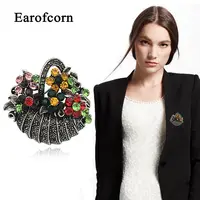Earofcorn цветок брошь корзина для Для женщин полный горный хрусталь сочетание Цвет Jewelry платье для отпуска и броши