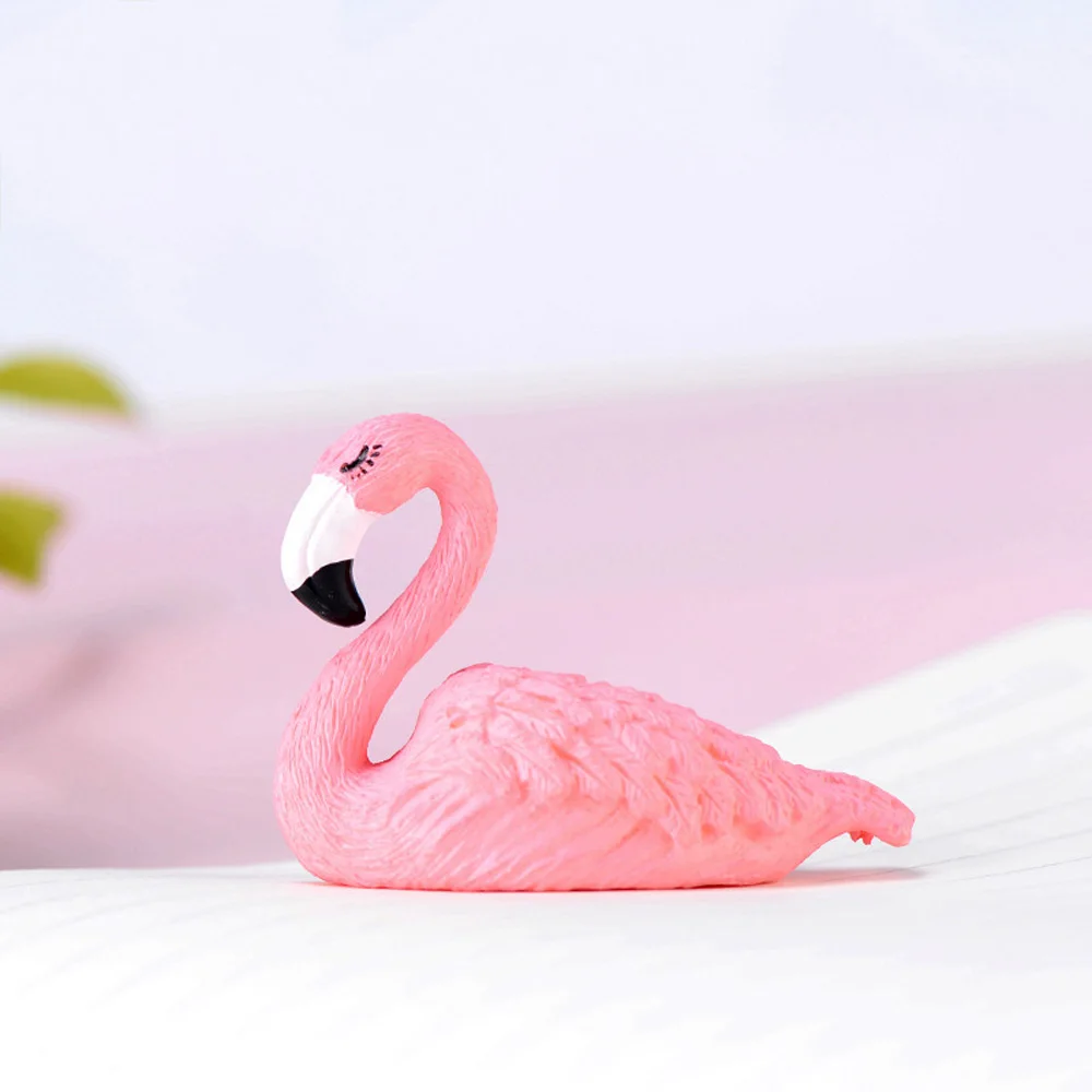 Mini Figures Love Flamingo Animal Miniature Figurines DIY Couple Gift Home Decor 