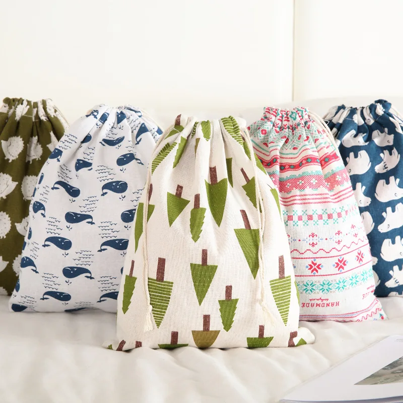 1pcs Shopping Bag Foldable Cotton Drawstring Grocery Shopper Tote String Bags Sundries Shoes Cloth Socks Storage Organizer | Дом и сад