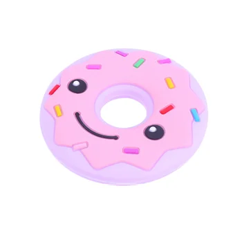 

Doughnut Shaped Infant Toy Toddler Teething Toy Doughnut Molar Stick for Kids Chewable(Purple and Pink)