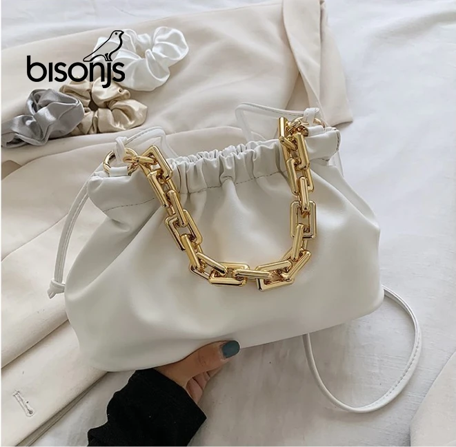 Сумка BISONJS из искусственной кожи с золотой цепочкой для женщин лето 2020 сумка
