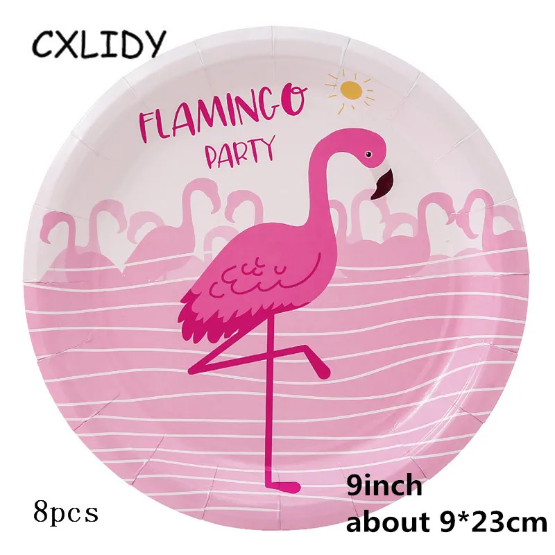 Flamingo Festival Party Set Children's Birthday Decoration Cutlery Set Paper Tray Straw Cup Candy Box Invitation Card qq173 (6)