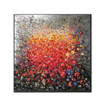 

A sea of red flowers Oil Painting 100% Handmade New Design Canvas Wall Decor Fine Art Decorative Paintings For Living Room