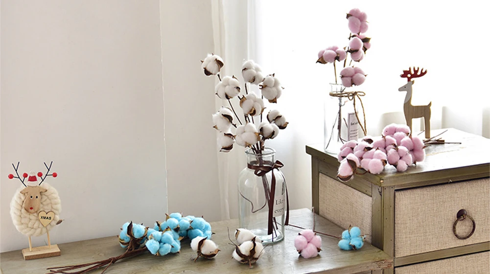 

10 Pcs Flowers Head 30cm Cotton Stem Floral Branches Artificial Flowers Home Decoration Wedding Decoration valentines day gift