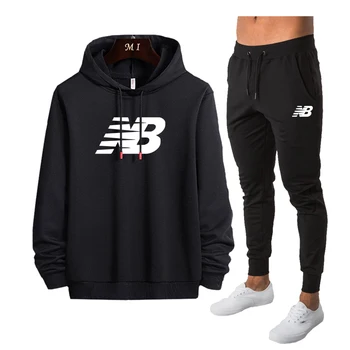 

Casual fashion Men's Sportswear Sets Autumn Winter Hooded Thick Male Casual Tracksuit Men 2 Piece Sweatshirt + Sweatpants Set