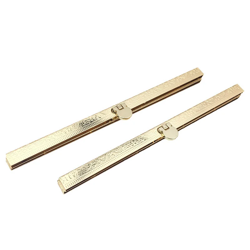 

DIY Crafts Embossing Pattern Women Metal Long Purse Frame Girl Coin Bag Clasp Stripe Vertical Bar Shape