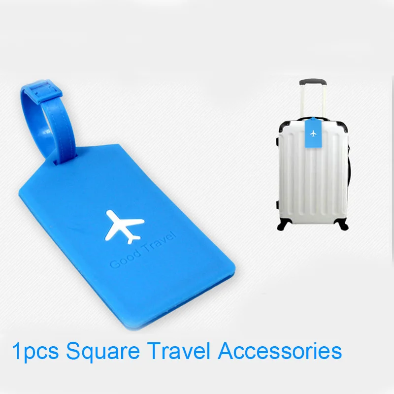Blue Square Креативная сумка для самолета, бирка для багажа из ПВХ, аксессуары для путешествий, идентификационная карточка, держатель, портативные багажные таблички на багаж - Цвет: Blue Square