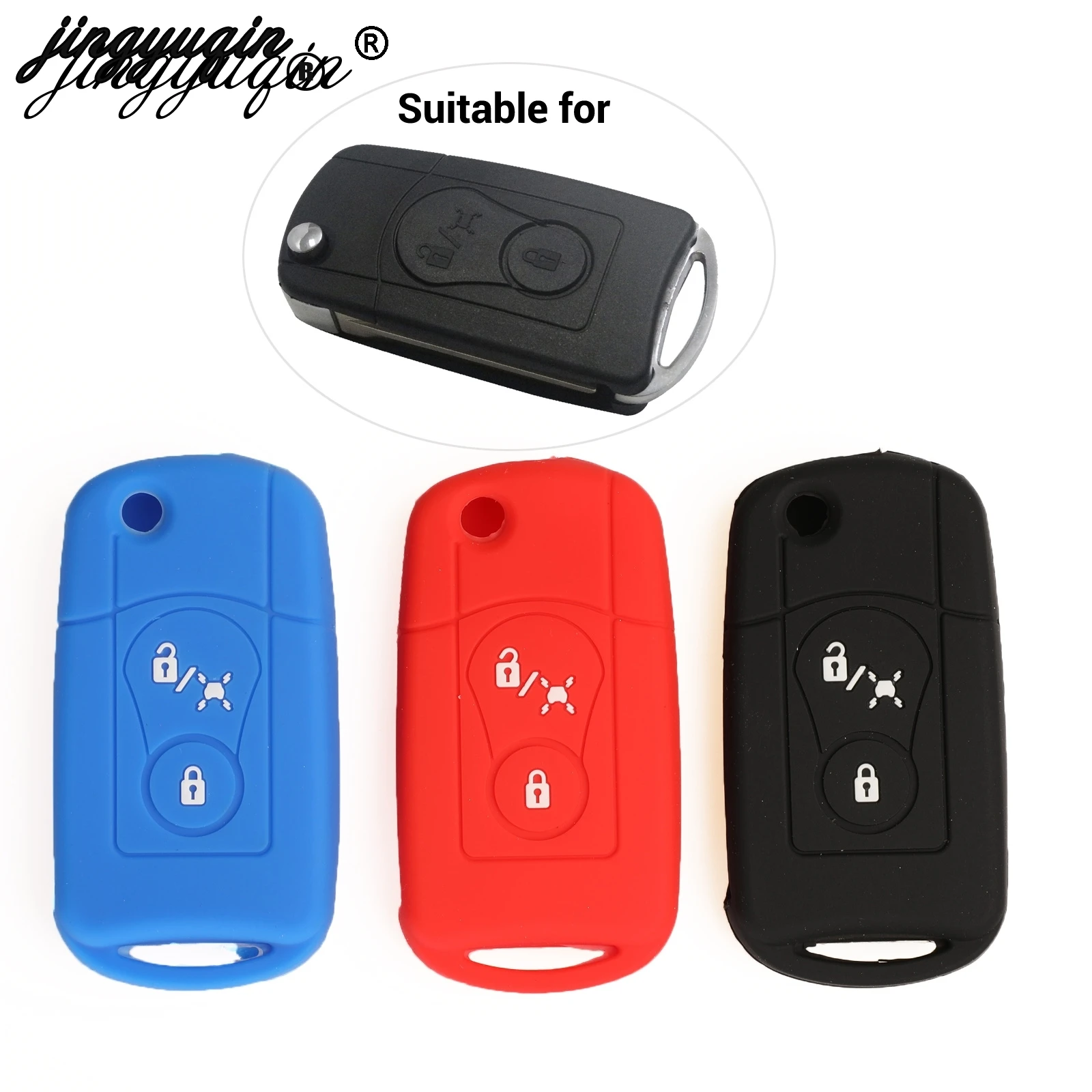 

Чехол для автомобильных ключей jingyuqin, силиконовый резиновый чехол на пульт дистанционного управления Ssangyong Actyon Kyron Rexton, Двухкнопочный Стайлинг автомобиля