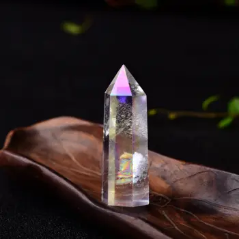 

1PC Natural White Crystal Column Colour Crystal Point Mineral Ornament Healing Wand Family Home Decoration Decoration DIY Gift