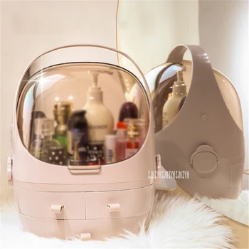

Drawer Type Dressing Case Desktop Dust-Proof Space Capsule Cosmetic Storage Box Dressing Table Abs Cosmetic Box With Handle