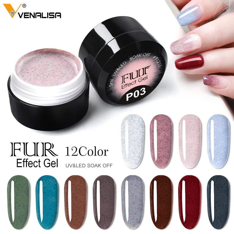 

VENALISA Semi Permanent Enamels seaweeds Fur Effect Japan Sugar Glitter UV Gel Nail Polish Sequins Nail Gel Varnish Lacquer Gels